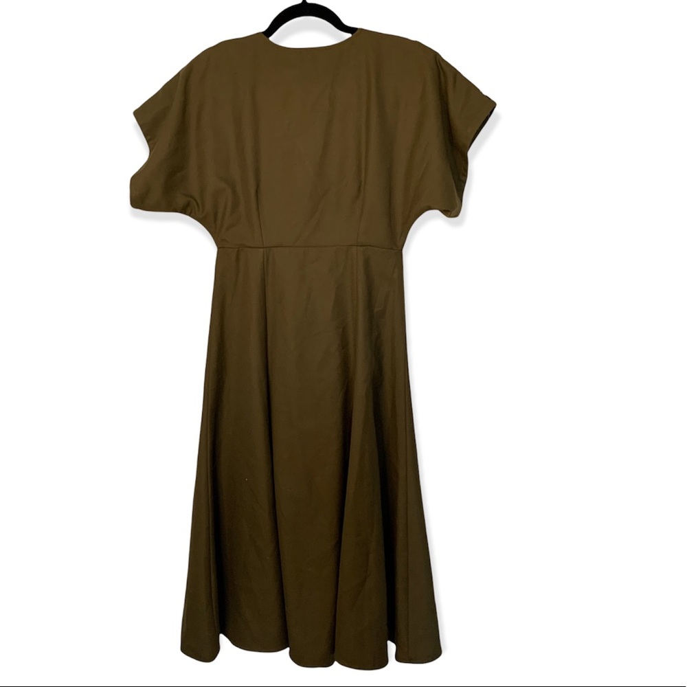 Hemant & Nandita Anthropologie Candida Velvet Midi Dress Floral Wrap Green 2 - Picture 4 of 7